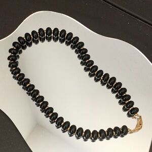 Vintage Signed Napier black and gold bead necklace